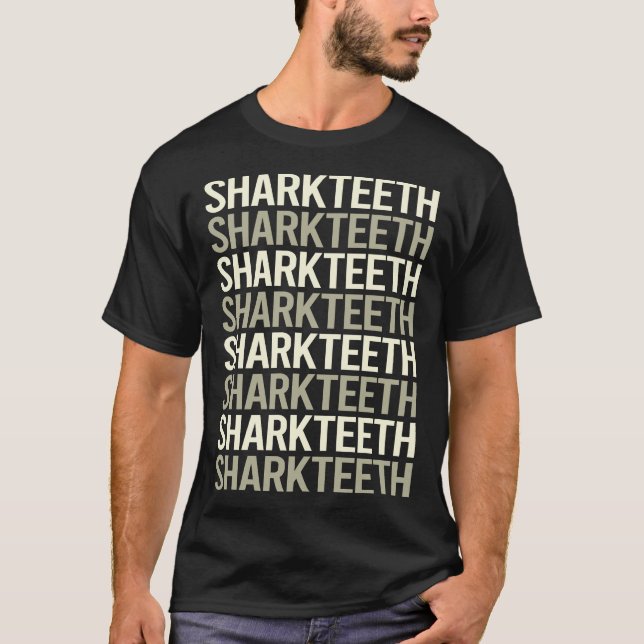 White Text Shark Teeth T-Shirt (Front)