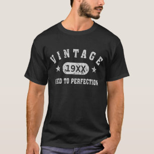 White Text Vintage Aged to Perfection Dark T-Shirt