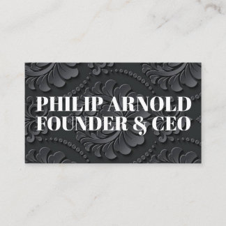 White text with black background business card