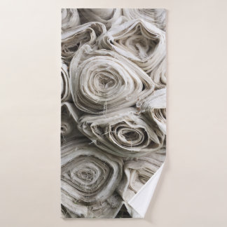 White textile lot bath towel