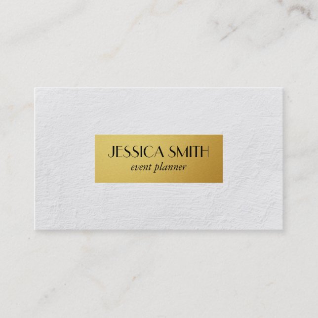 White Texture / Metallic Gold Business Card (Front)