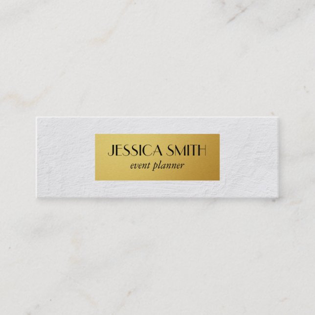 White Texture / Metallic Gold Mini Business Card (Front)