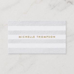 White Texture / White Stripes Modern Business Card
