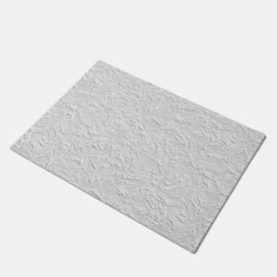 White Textured Stone, Monochrome Abstract Art Doormat