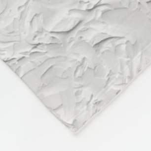 White Textured Stone, Monochrome Abstract Art Fleece Blanket