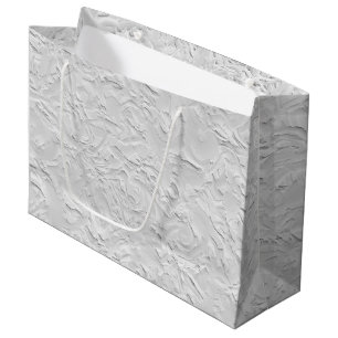 White Textured Stone, Monochrome Abstract Art Large Gift Bag
