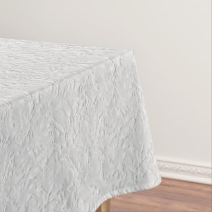 White Textured Stone, Monochrome Abstract Art Tablecloth