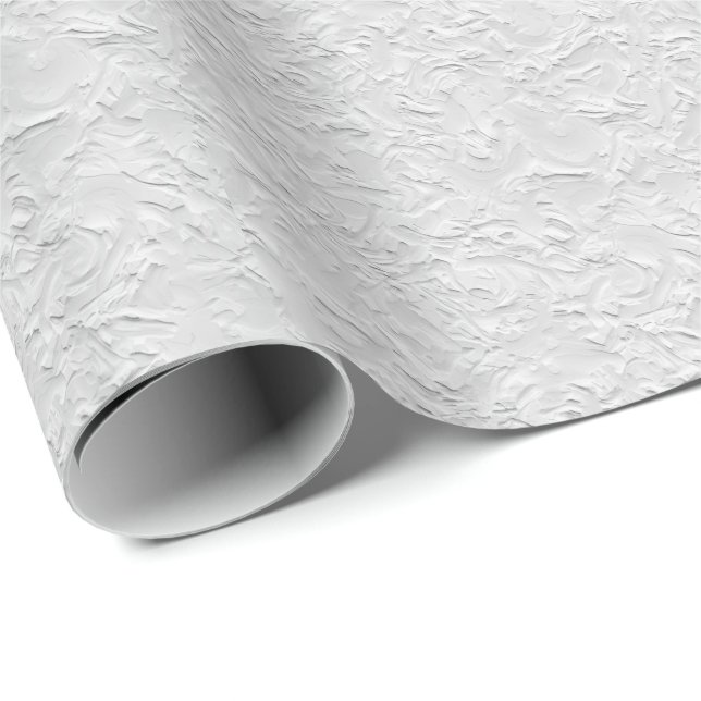 White Textured Stone, Monochrome Abstract Art Wrapping Paper (Roll Corner)