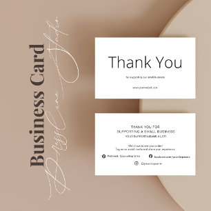 White Thank You Card Social Media Small Business