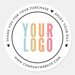 White Thank You For Your Purchase Stickers Logo