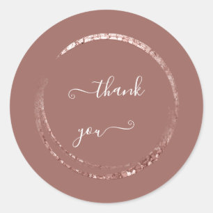 White Thank You White Powder Rose Favour Classic Round Sticker