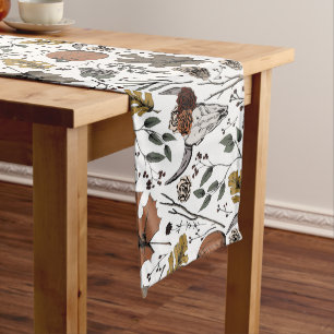 White Thanksgiving Cow Skull Fall Harvest Long Table Runner