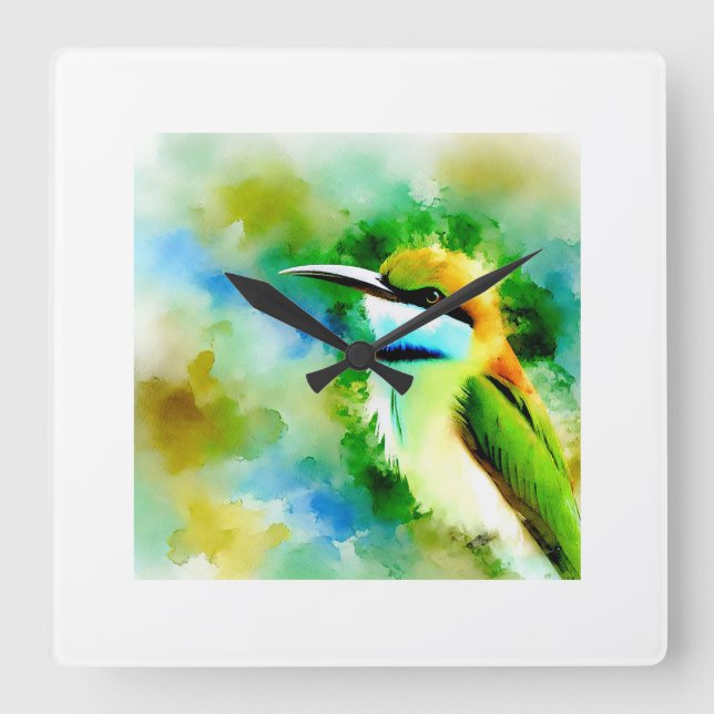 White throated Bee eater 251024AREF144 - Watercolo Square Wall Clock (Front)
