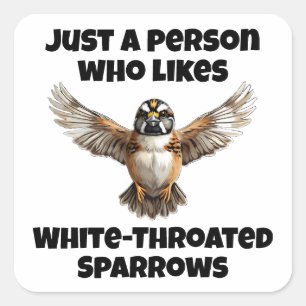 White throated sparrow with wings open square sticker