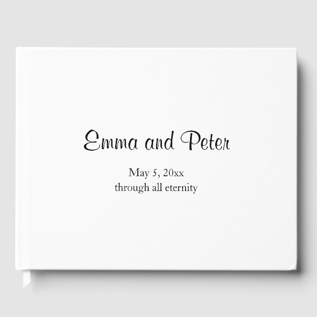 White "Through All Eternity" Minimalist Wedding Guest Book (Front)