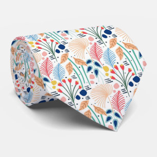 White Tie and Multicolored Tropical Leaves