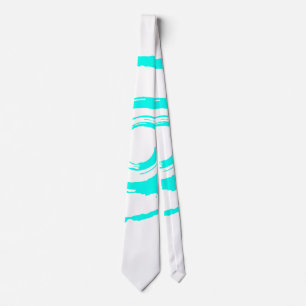 White Tie with Big Cyan Twirl