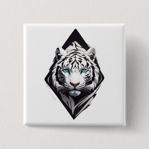 White Tiger 15 Cm Square Badge