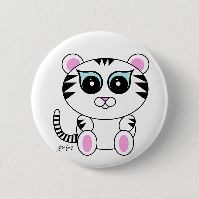 White Tiger 6 Cm Round Badge (Front)