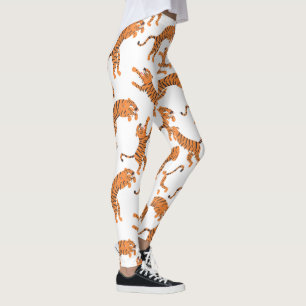 White Tiger Animal Print Pattern Design Leggings