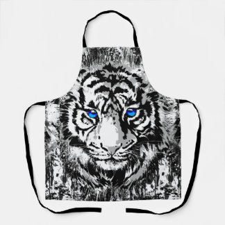 White Tiger Apron - White Tiger Drawing