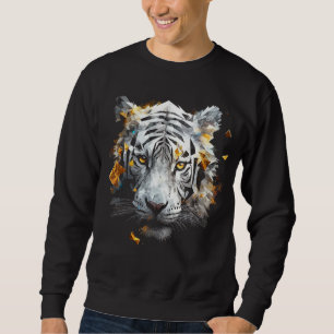 White Tiger - Art Animal Motif Tiger Sweatshirt