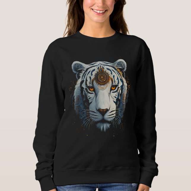 White Tiger Artwork  Animal Tiger 1 Sweatshirt (Front)