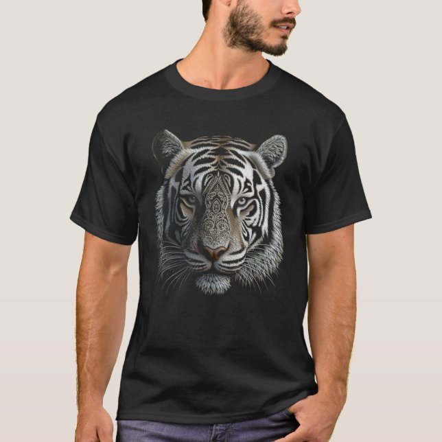 White Tiger Artwork  Mandala Animal Tiger 1 T-Shirt (Front)