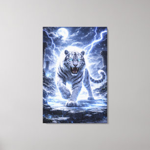 White Tiger Ascension – Celestial Guardian   Man J Canvas Print