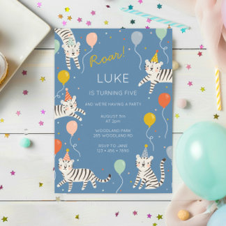 White Tiger Birthday Party Invitation