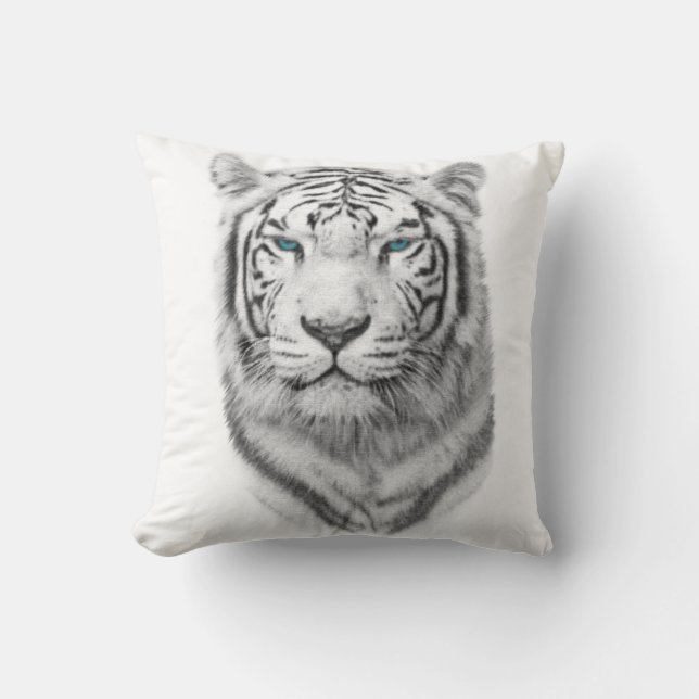 White Tiger, Blue Eyes Cushion (Front)
