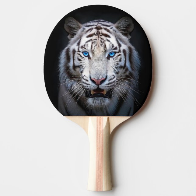 White Tiger Blue Eyes Ping Pong Paddle (Front)