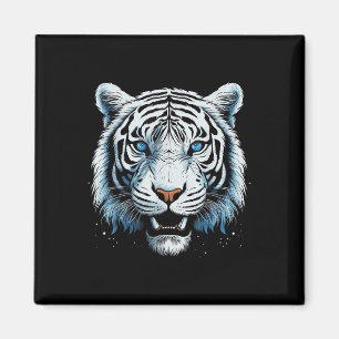White Tiger Blue Eyes Wild Cat Animal  Magnet