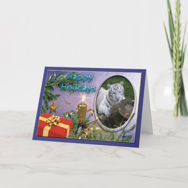 White Tiger Christmas Greeting Card (Front)