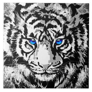White Tiger - Colourful Tiger Ceramic Tile
