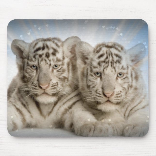 White Tiger Cubs Mouse Pad (Front)