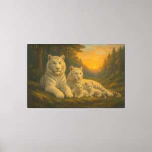 White Tiger • Dusk Forest Family ManJiangHong Fi Canvas Print