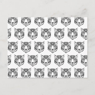 White Tiger Face Head Wild Animals Feline Lover Postcard