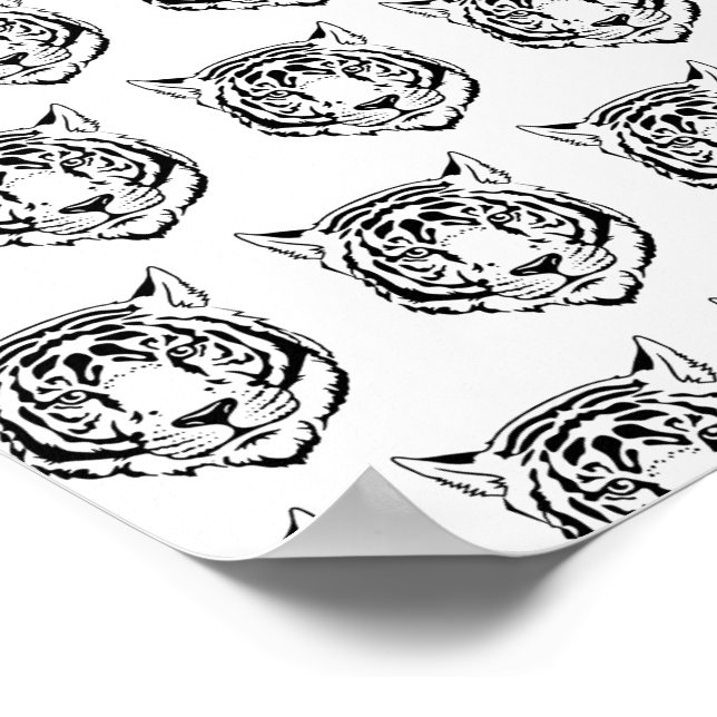 White Tiger Face Head Wild Animals Feline Lover Poster (Corner)