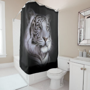 White Tiger Face Shower Curtain