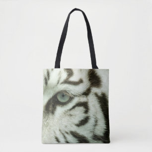 WHITE TIGER FACE TOTE BAG