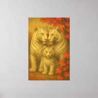 White Tiger Family – Autumn Maple Fine Art Wall Ar