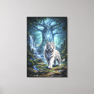 White Tiger Fantasy Art   Man Jiang Hong Art Serie Canvas Print