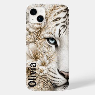 White Tiger Floral Art with Blue Eyes Case-Mate iPhone 14 Plus Case