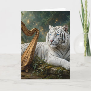 White Tiger Floral Greeting Card