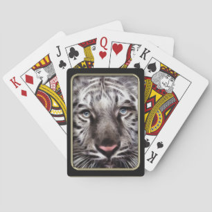 White Tiger Fractal Art Playing Cards