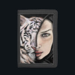 White Tiger Girl - Emotion Trifold Wallet Painting<br><div class="desc">White Tiger Girl - Emotion - Original MIGNED Painting Art - Choose / Add Your Unique Text / Name / Colour - Make Your Special Gift - Resize and move or remove and add elements / text with customisation tool ! Painting and Design by MIGNED. Please see my other projects...</div>