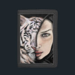 White Tiger Girl - Emotion Trifold Wallet Painting<br><div class="desc">White Tiger Girl - Emotion - Original MIGNED Painting Art - Choose / Add Your Unique Text / Name / Colour - Make Your Special Gift - Resize and move or remove and add elements / text with customisation tool ! Painting and Design by MIGNED. Please see my other projects...</div>