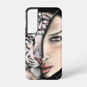 White Tiger Girl Face Samsung Galaxy Case