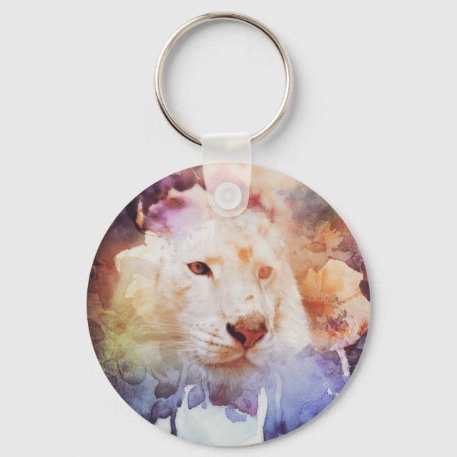 White Tiger Grunge Key Ring (Front)